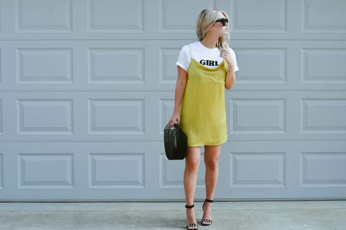 slip dress and t shirt